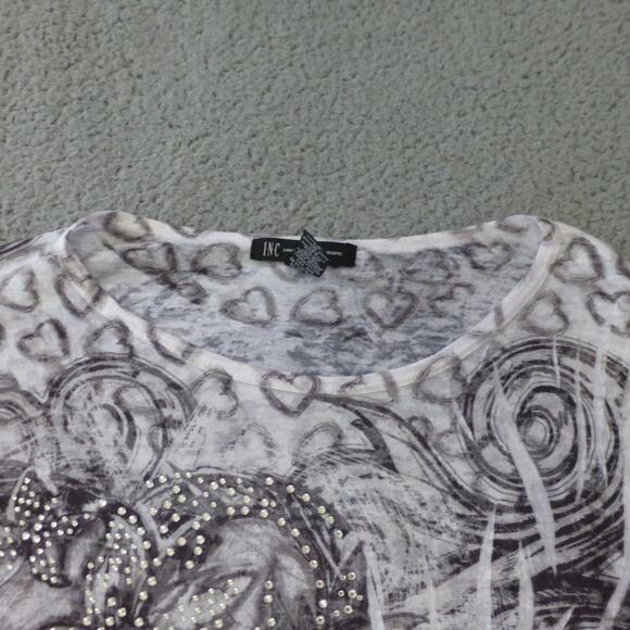 INC International Concepts Top Womens XL Y2K Glam Heart Rhinestone Tattoo USA - Picture 3 of 8